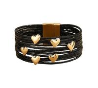MMIUAEG Y2K Star Multi-layer Leather Wristband Bracelet Punk Gothic Star Layered Bracelets for Women Men Aesthetic Grunge Bangle Gift Shiny Millennium Y2K Jewelry, M, Zinc, no gemstone