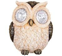 MMJ Gorgeous Solar Resin Owl with Crystal Eyes Create An Enchanting Garden Feature - Brown