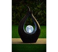 MMJ Solar Powered Garden Sculpture with Beautiful Solar Crackle Ball Black