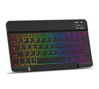 MMK Bluetooth Keyboard, German QWERTZ Layout with 7-Color Backlight, Mini Wireless Keyboard for iPad 10th Generation/iPad Pro/Air/Mini/10.2"/9.7", iPhone, Android, Windows