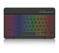 MMK Bluetooth Keyboard, Ultra-Slim Wireless Keyboard,7 Colors Backlit, Small Silent Whisper-Quiet, Compatible with iPad Pro/Air/Mini, iOS, Samsung Tablet, Android, Windows, English keyboard, Black