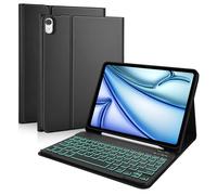 MMK for iPad Air 11 inch (M2) 2024 & iPad Air 5th 4th Generation Case with Keyboard 10.9 Inch, for iPad Case with 7 Colors Backlit Bluetooth Keyboard,Keyboard Cover with Pencil Holder, Black