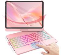 MMK iPad 11 Pro Case with Keyboard | Compatible with iPad Air (4th, 5th Gen | M2, M3) & iPad Pro 11 inch (2018-2022, 1st-4th) | 10 Color Backlight & 360 Rotation with Multi-Touch Trackpad-Rose Gold
