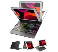 MMK iPad Keyboard Case for 6th Gen 2018, 5th Gen 2017, Pro 9.7, iPad Air 2, iPad Air 1, Backlit 10 Color 360 Screen Rotation iPad Case with Keyboard, Auto Sleep/Wake - Black