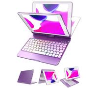 MMK iPad Keyboard Case for iPad 6th Gen 2018,5th Gen 2017, Pro 9.7, Air 2,Air 1, Backlit 10 Color 360 Screen Rotation Case with Keyboard, Auto Sleep/Wake - Violet