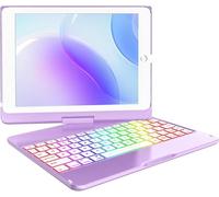 MMK iPad Keyboard Case for iPad 6th Gen 2018, iPad 5th Gen 2017, iPad Pro 9.7, iPad Air 2, iPad Air 1, Backlit 10 Color 360 Screen Rotation iPad Case with Keyboard, Auto Sleep/Wake (Purple)