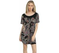 MMK Manchester® Womens Floral Print Ladies Short Sleeves Stretch Round Scoop Neckline Long Smock Tunic Blouse T-Shirt Top (Wine Paisley, 18)