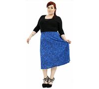 MMK Manchester® Women's Floral Print Skirt - Ladies Elasticated Waist Stretchy Full Length Long Skirts (Blue Paisley, 16)