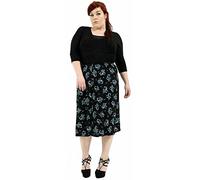 MMK Manchester® Women's Floral Print Skirt - Ladies Elasticated Waist Stretchy Full Length Long Skirts (Black-Turquoise, 24)