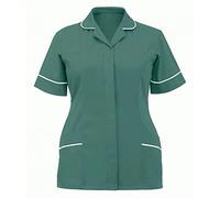 MMK Manchester® Women's Healthcare Tunic Uniform Top - Ladies Short Sleeve Work Weat Blouse Shirt for Hospital Medical Clinic Beauty Salon Casual Maid Shirts (Green, 22)