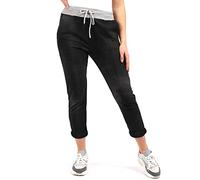 MMK Manchester® Women's Italian Multi Printed Floral Turn Up Trouser - Ladies Elasticated Waistband Causal Summer Drawstring Pant with Side Pockets Gym Running Workout (Plain Black, 16-20)