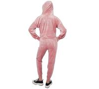 MMK® Women’s Studded JUICY Print Velour Hoodie Top & Trouser 2 Pcs Co-ord Tracksuit Ladies Velvet Hooded Sweatshirt and Bottom Pants Loungewear Suit (Pink, 8-12)