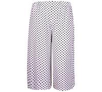 MMK Women's Elasticated 70's Wide Leg Culottes Shorts Knee Length Palazzo Plus Size 8-10, 12-14, 16-18, 20-22, 24-26, 28-30-30 (16-18, White Polka Dots)