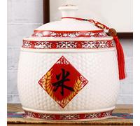 MMleYN Chinese Airtight Large-Capacity Rice Pot With Tassel Ceramic Rice Bucket, Multi-Purpose Grain Dispenser For Snacks Candy Coffee Beans Kitchen(F,7.5kg)