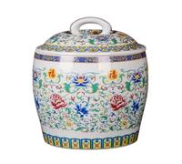 MMleYN Handcrafted Enamel Ginger Jar With Lid, Exquisite Decorative Ceramic Rice Jar, Large Airtight Food Storage Container For Oatmeal, Coffee, Luxury Kitchen Home Decor(5kg)