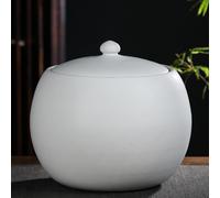 MMleYN Large Capacity Grain Dispenser With Sealed Lid, Moisture-Proof Rice Storage Ceramic Container, Elegant Kitchen Countertop Food Storage Jar For Cereal, Flour, Coffee(White,5kg)