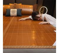 MMleYN Natural Bamboo Summer Cooling Sleeping Mat, Smooth Breathable Foldabl Double-Sided Use Bedding Ice Silk Mat, Summer Sleeping Mats Cool Bed For Living Room, Hallway (Size : L195xW135cm)