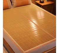 MMleYN Summer Sleeping Mat, Carbonized Bamboo, Cooling Mattress Topper Pad, Breathable Rattan Sleeping Mat - Large, Light Brown, Medium Firmness - L190xW120cm