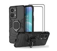 MMlife for OnePlus Nord 2T 5G Kickstand Case with Screen Protector Tempered Glass [2 pieces], Hybrid Heavy Duty Armor Dual Layer Anti-Scratch Case Cover, Black