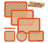 MMMAT German Silicone Baking Mats - Non Slip, Non Stick, Reusable, Food Grade, Set of 6, Orange, Rectangular