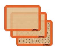 MMmat Silicone Baking Mat - Best German Silicone - Non Slip Silicone Baking Sheet, Non Stick Reusable Silicone Mats for Baking, Oven Liner, Counter Mat, 2 Half Sheets Mats + 1 Macaron Cookie Sheet