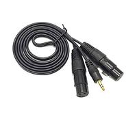 MMNNE 5Feet Dual Female XLR to 3.5mm TRS Stereo Y-Adapter Cable Unbalanced 3.5mm Mini Jack Stereo Male to 2 XLR Female Y-Splitter Breakout Lead Microphone Cable