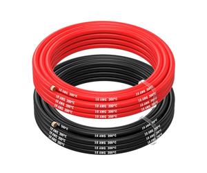 MMOBIEL 10 AWG - 6mm² Battery Electrical Cable Red and Black 2.5 m / 8.2 ft Silicone Wire 1050 Core Strands for RC Drone, Aircraft, Trucks, Auto, Battery Clamp Cable