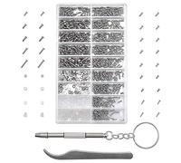 MMOBIEL 1000 Pcs Stainless Steel Micro Screws Nuts Washers Eyeglass Spectacles Sunglass Repair Set incl. Screwdriver and Metal Tweezer
