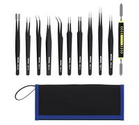 MMOBIEL 10x Industrial Precision ESD Tweezers Anti-Static Stainless Steel