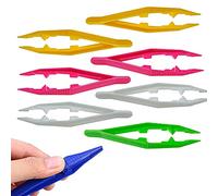 MMOBIEL 12 Pcs Lightweight Plastic Tweezers Serrated Pointed Tip for First Aid, Delicate work, Garden Work - 365PT12