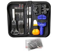 MMOBIEL 144 PCS Professional Watchmaker Tool Kit Incl Watch Spring Pin Bars and Back Case Opener Screw Wrench for Inserting Batteries in Nylon Bag