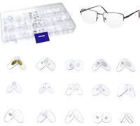 MMOBIEL 150 Pairs Eyeglass Repair Kit Clear Transparent Eye Glasses Nose Support Pads for Eyeglass Sunglass - 15 Different Shapes