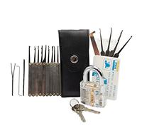MMOBIEL 25pcs Professional Lock Needle Training Kit with Transparent Padlock Training Locksmith Tools and Locksmith Credit Card