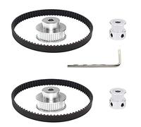 MMOBIEL 2GT Synchronous Timing Belt Set for 3D Printers, Milling Machine, Drilling Machine and more - 2 Pcs - Pully Wheel 20/36 - Belt 200 x 6mm - 5mm Bore Aluminium Timing Pulley Set
