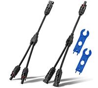 MMOBIEL 2x Solar Panel Connectors Y-Branch Parallel Adapter Cable Wire Plug And Play 30cm / 1 Ft Incl. 2x Solar Connector Spanner Wrench