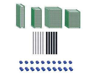 MMOBIEL 60 Pcs PCB Breadboard Circuit Board Prototype Set with Screw Terminal Blocks 2/3 pins Male/Female Header Kit Universal Set compatible with Arduino Kits DIY Electronic Projects
