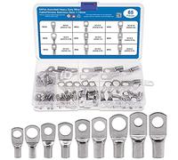 MMOBIEL 65PCS Assortment Battery Cable Ends Heavy Duty Wire Lugs (AWG) Bolt Hole Tinned Copper Connector Set-Wire Cable lugs Ring Battery SC Terminals Set Marine Grade Cold-Pressed Crimp Type
