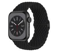 MMOBIEL Braided Solo Loop Watch Band Compatible with Apple Watch Band 42mm 44mm 45mm 49mm - Stretchy Wristband Replacement Strap Compatible with iWatch Series Ultra / 2, 9 8 7 6 5 4 3 2 1 SE - Black