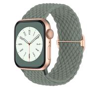 MMOBIEL Braided Solo Loop Watch Band Compatible with Apple Watch Band 42mm 44mm 45mm 49mm - Stretchy Wristband Replacement Strap Compatible with iWatch Series Ultra / 2, 9 8 7 6 5 4 3 2 1 SE - Green