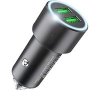 MMOBIEL Car Charger Adapter - 3.0 Dual USB Port Cigarette Lighter Compatible with iPhone, iPad, Samsung, Huawei, Oppo and more - 5V / 4.8A / 30W - Portable Car Charger Adapter - Fast Charge - Black