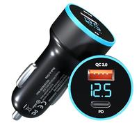 MMOBIEL Car Charger USB - 38W 2-Port USB-C and USB-A Cigarette Lighter Adapter - Car Phone Charger with Quick Charge 3.0 and Power Delivery - Black