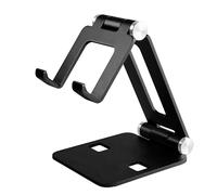 MMOBIEL Cell Phone Holder for Desk - Phone and Tablet Stand Foldable - Universal Stand Compatible with iPhone, iPad, Samsung Galaxy, Tab, Nintendo Switch, Steam Deck, Kindle etc.- Black Aluminum
