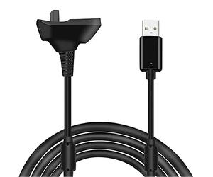 MMOBIEL Charging Cable Controller Compatible with Microsoft Xbox 360/360 Slim - Wireless Controller USB Charging Cable Xbox 360 1.8m / 4800mAh - Black