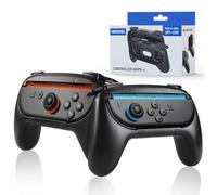 MMOBIEL Controller Grips for Nintendo Switch 2 2-Pack Ergonomic Non-Slip Handles for Joy-Con Controllers - Enhanced Comfort, Grip & Precision Control for Gaming - Easy to Attach - Black