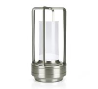 MMOBIEL Cordless Glass Table Lamp Rechargeable Metal LED Lamp with Touch Control, 3-Color Stepless Dimming, USB-C Charging, 2000mAh Battery for Bedroom, Restaurant, Patio, Indoor/Outdoor - Silver