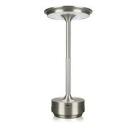 MMOBIEL Cordless Table Lamp Rechargeable Round Metal LED Lamp with Touch Control, 3-Color Stepless Dimming, USB-C Charging, 1800mAh Battery for Bedroom, Restaurant, Patio, Indoor/Outdoor - Silver