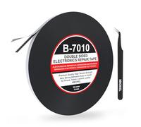 MMOBIEL Double Sided Adhesive Tape 10mm 50m Roll (164ft) - Black Cotton Core Mounting Tape with Strong Acrylic Adhesive for LCD Display, Glass, Screen, Phone, Tablet, Laptop Repair - Incl. Tweezers