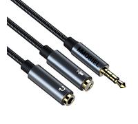 MMOBIEL Headphone Splitter 3.5mm - Mic and Audio Splitter - Aux Adapter - 3.5mm 1 Male to 2 Female (Stereo and Microphone) - Compatible with Phone, Laptop, PC, Tablet, Switch, Headset, etc. - 30cm