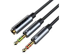 MMOBIEL Headphone Splitter Adapter - 3.5mm Mic and Audio Y Splitter for Computer - 3.5mm 1 Female to 2 Male (Stereo and Microphone) - Audio and Mic Adapter for Headset to PC, Laptop - 30cm