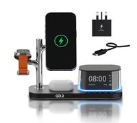 MMOBIEL Inductive Charging Station for iPhone, Apple Watch and AirPods - 5-in-1 Qi2.2 Wireless Station 25W for MagSafe - With Alarm Clock & Speaker - Includes 45W Adapter - Black